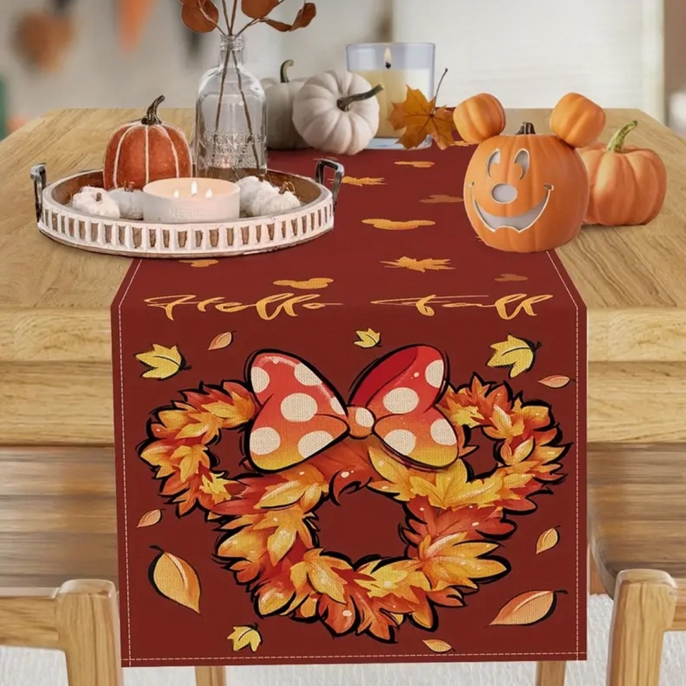 13x72 Table Runner Disney Minnie Mickey Mouse Fall thanksgiving Mantel Scarf